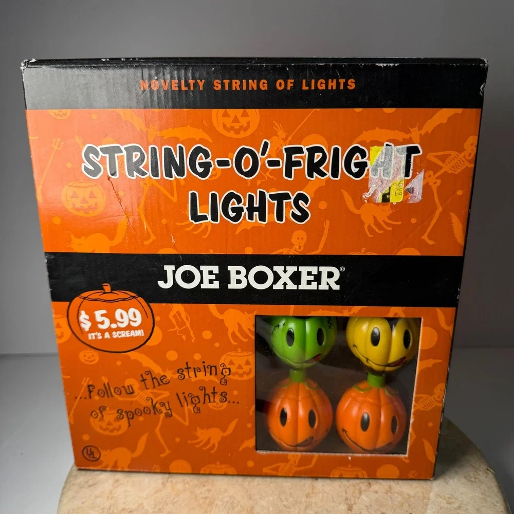 Joe Boxer String-O-Fright Halloween Lights Multicolor Pumpkin Novelty 2003